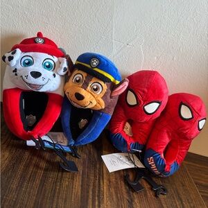 Paw Patrol & Spider-Man Plush Kids Slippers - Red, Blue